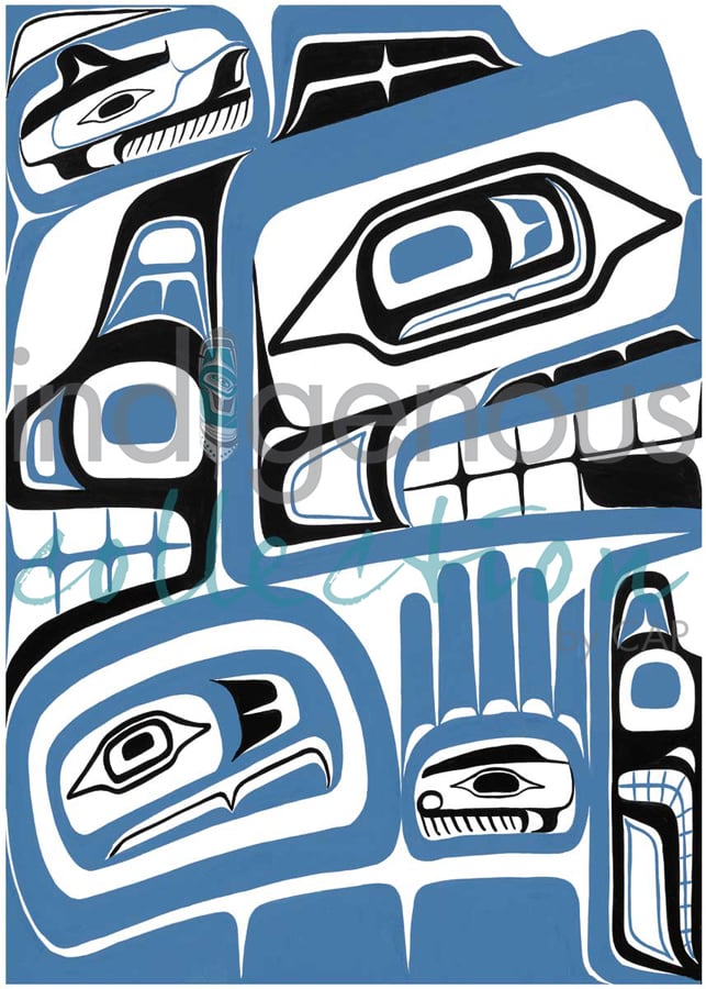 Grizzly Bear and Cub Wolf by artist Sean Whonnock