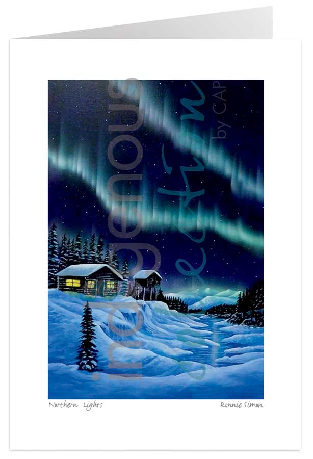Northern Lights 5 x 7 Art Card by artist Ronnie Simon. Indigenous Collection