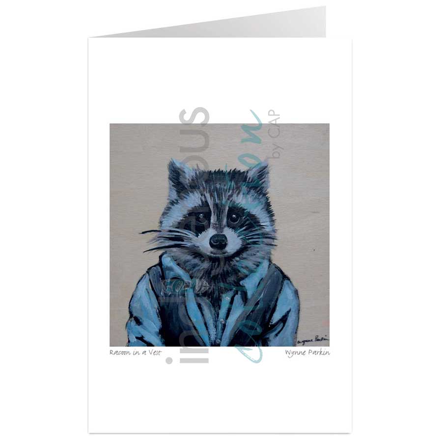 Racoon in a Vest by artist Wynne Parkin