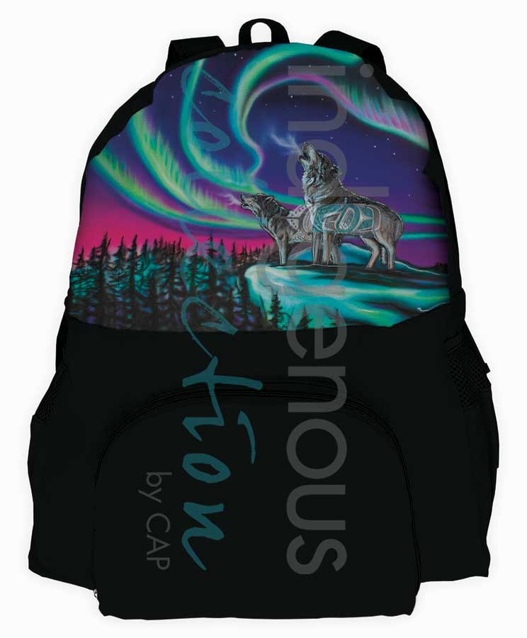 Sky Dance - Wolf Song Foldable Travel Backpack by artist Amy Keller-Rempp