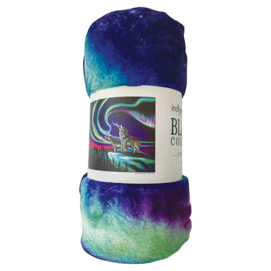 Sky Dance - Wolf Song Fleece Blanket by artist Amy Keller-Rempp