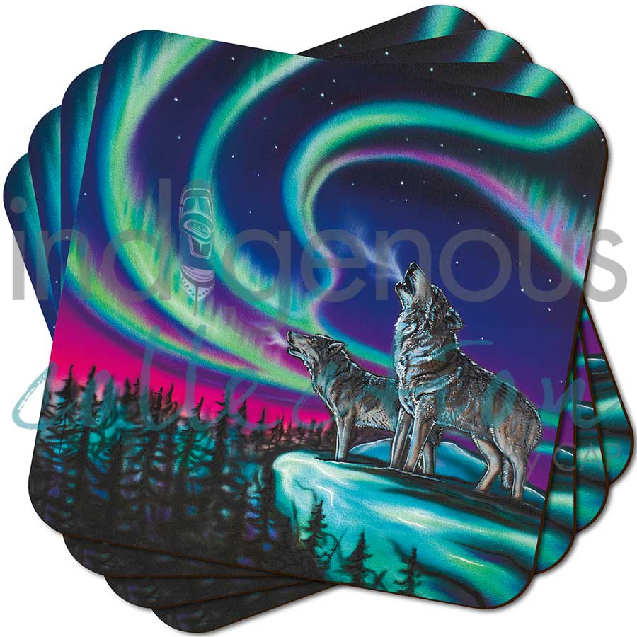 Sky Dance - Wolf Song Coaster by artist Amy Keller-Rempp