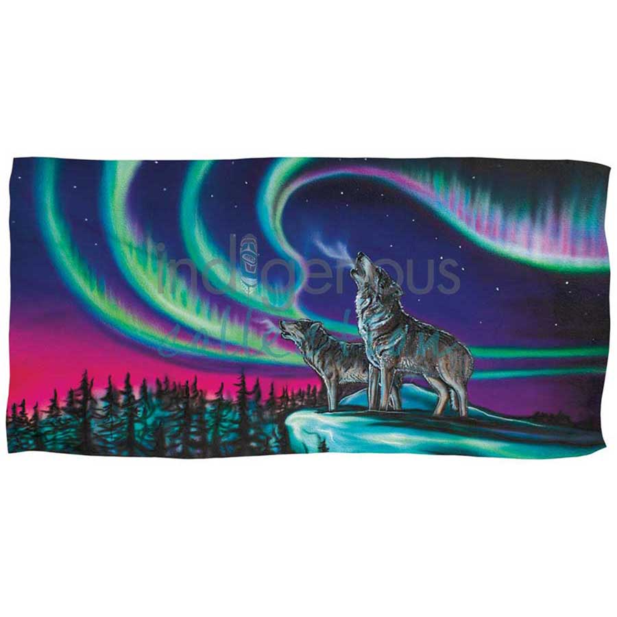 Sky Dance - Wolf Song Bath/Beach Towel by artist Amy Keller-Rempp