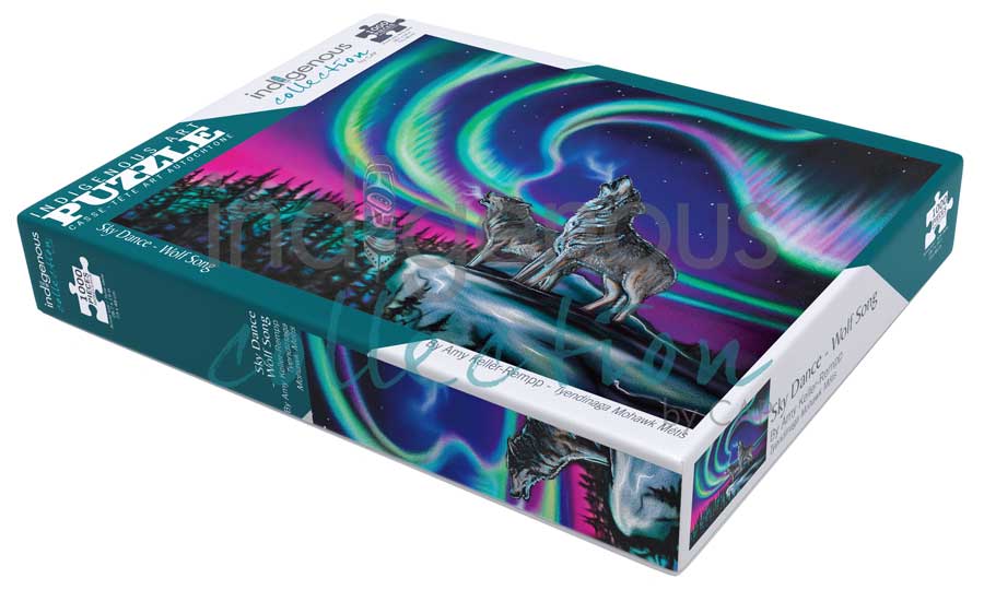 Sky Dance - Wolf Song Puzzle - 1000 Pcs by artist Amy Keller-Rempp. Indigenous Collection.