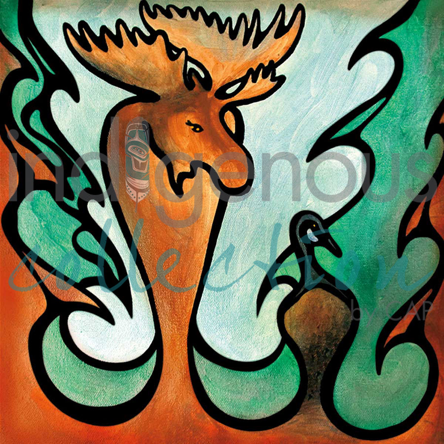 A Moose and A Goose / Un Orignal et une Outarde by artist Nathalie Coutou