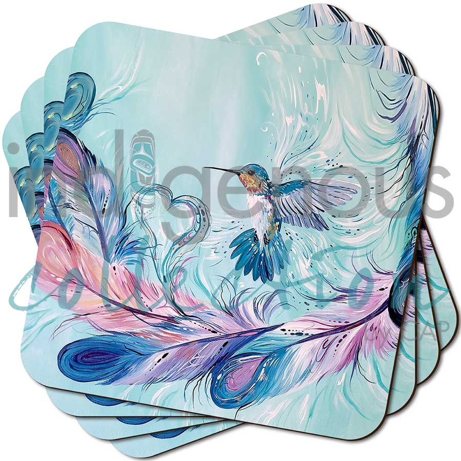 Hummingbird Feathers Coaster by artist Carla Joseph
