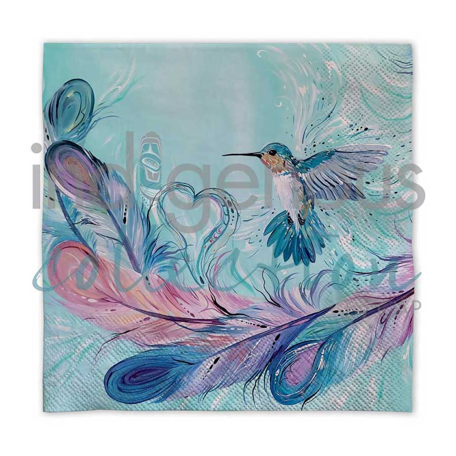 Hummingbird Feathers napkins by artist Carla Joseph