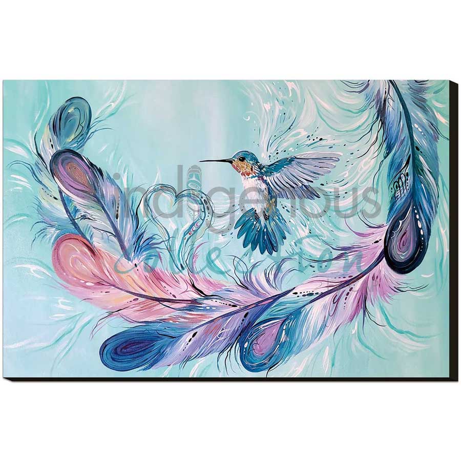 Hummingbird Feathers by artist Carla Joseph - Métis/Cree. Indigenous Collection