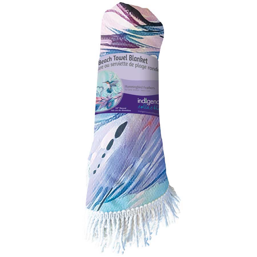 Hummingbird Feathers Round Beach Towel Blanket by artist Carla Joseph