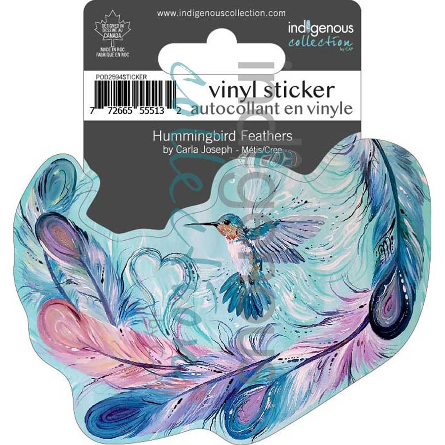 Hummingbird Feathers Vinyl Die-Cut Sticker by artist Carla Joseph