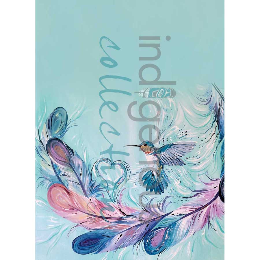 Hummingbird Feathers Tea Towel by artist Carla Joseph