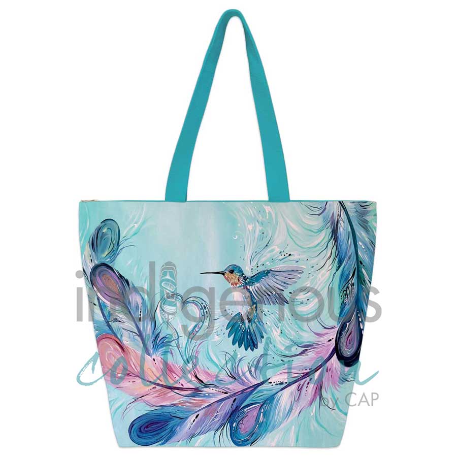 Hummingbird Feathers Tote Bag by artist Carla Joseph