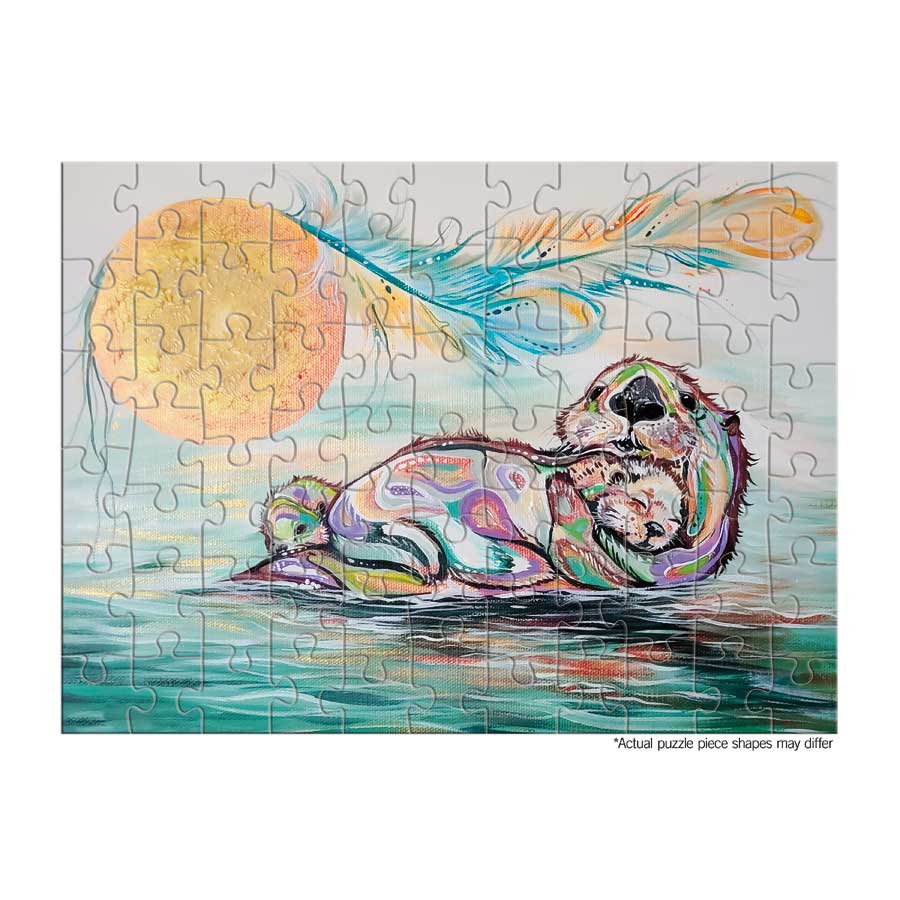 Otter Family Puzzle - On The Go - 72 Pcs by artist Carla Joseph. Indigenous Collection.