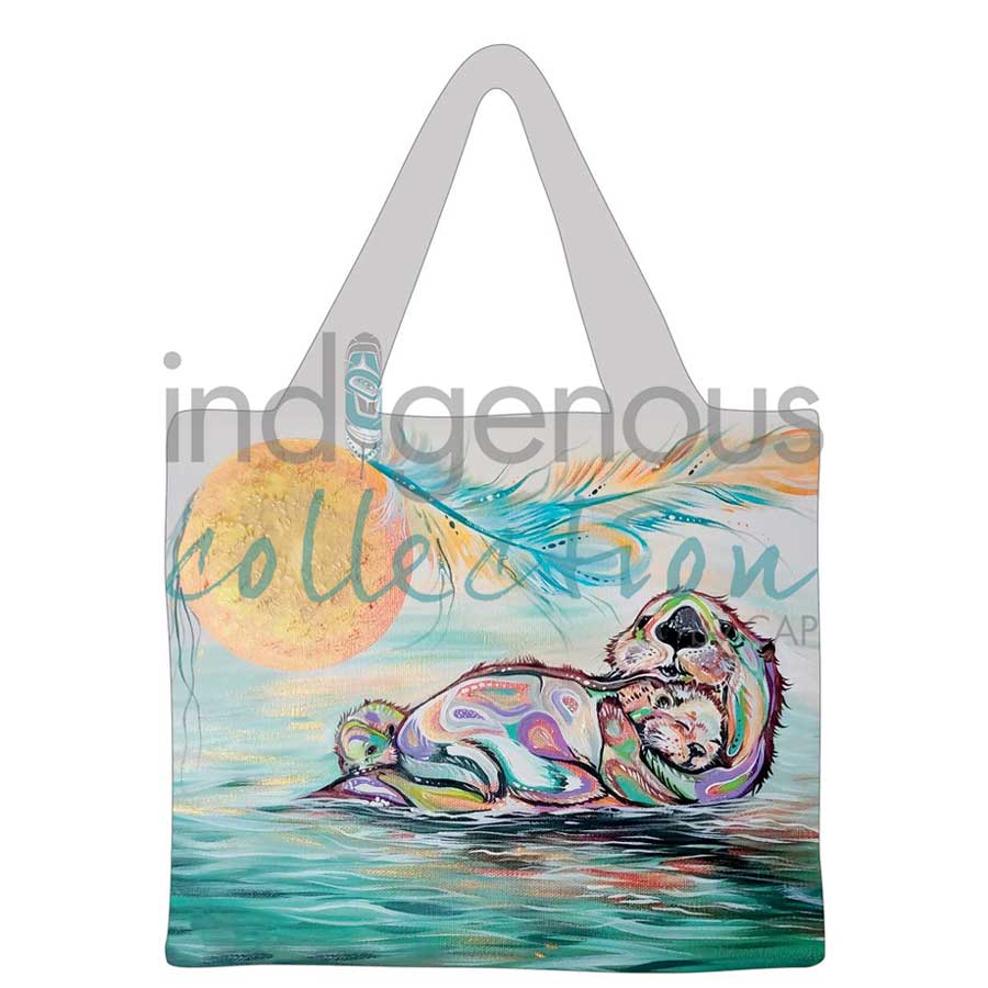 Otter Family Reusable Shopping Bag by artist Carla Joseph