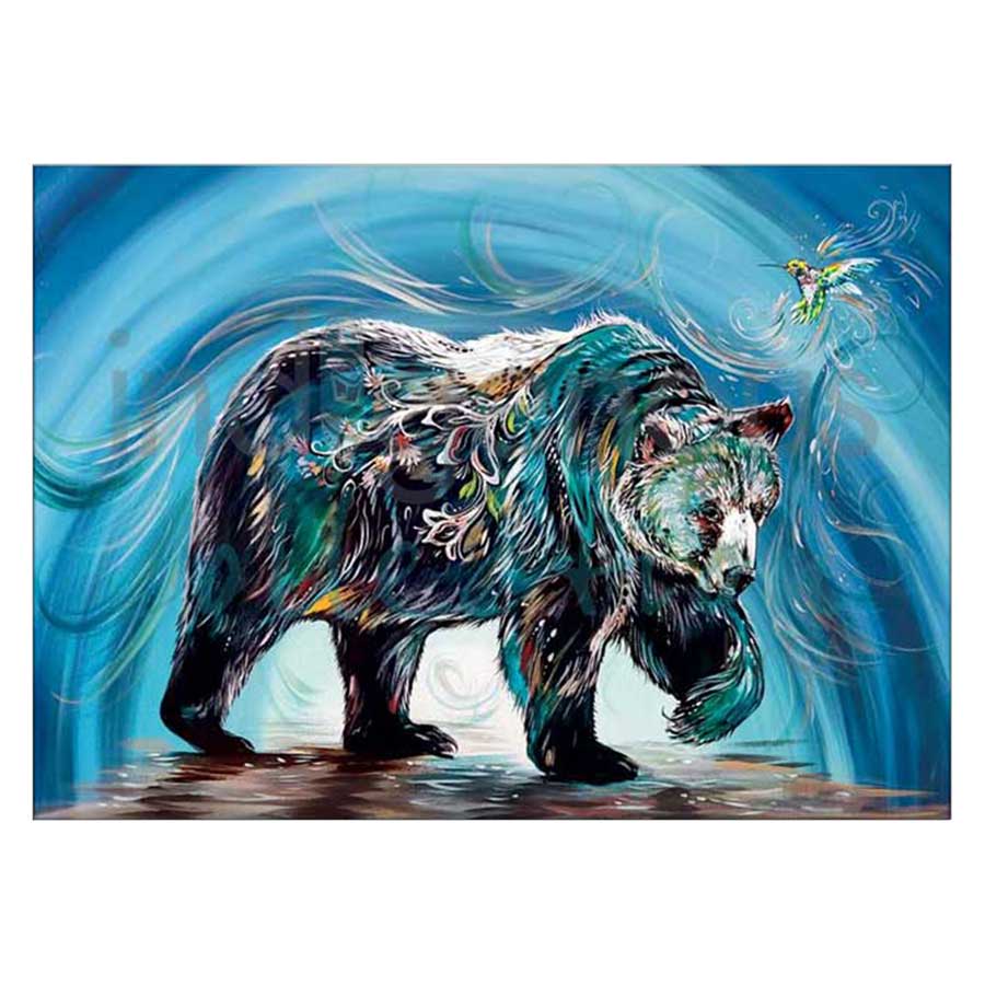 Bear With Hummingbird Canvas Prints