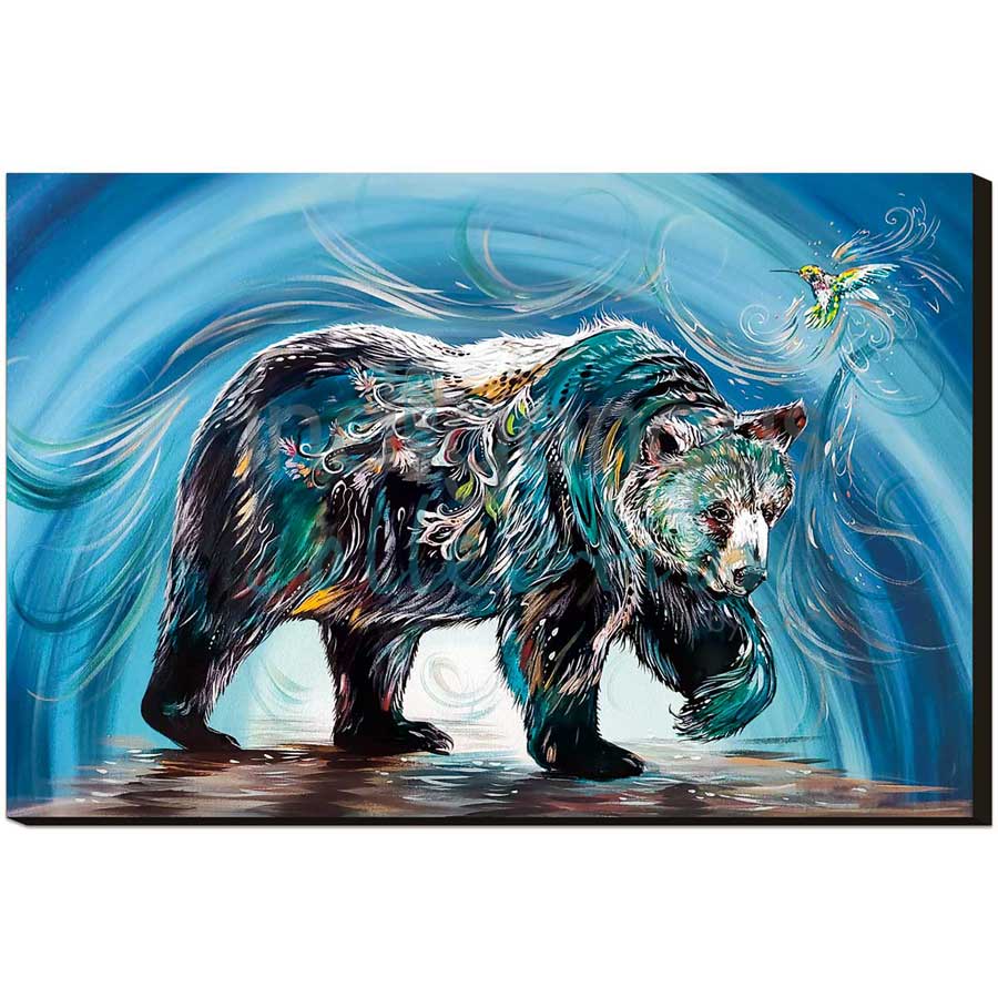 Bear With Hummingbird by artist Carla Joseph - Métis/Cree. Indigenous Collection