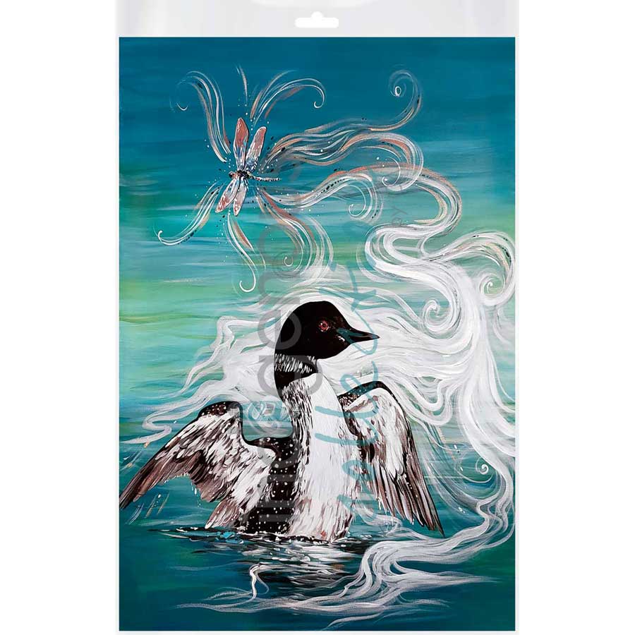 Loon with Dragonfly by artist Carla Joseph - Métis/Cree. Indigenous Collection