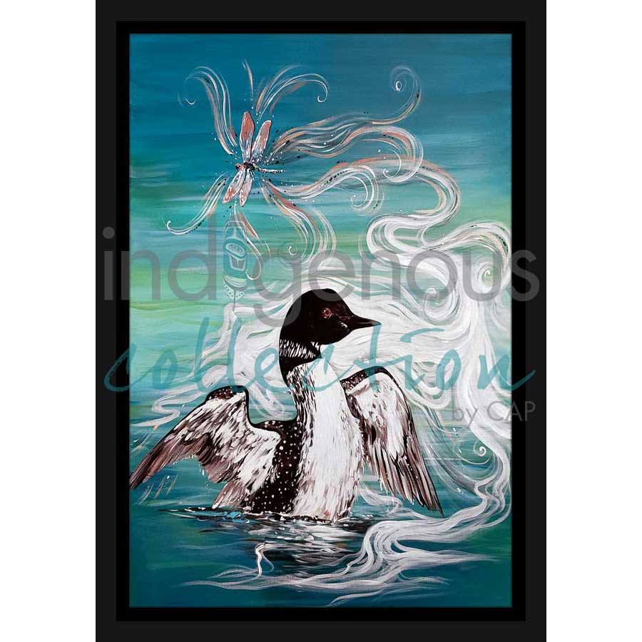 Loon with Dragonfly by artist Carla Joseph - Métis/Cree. Indigenous Collection
