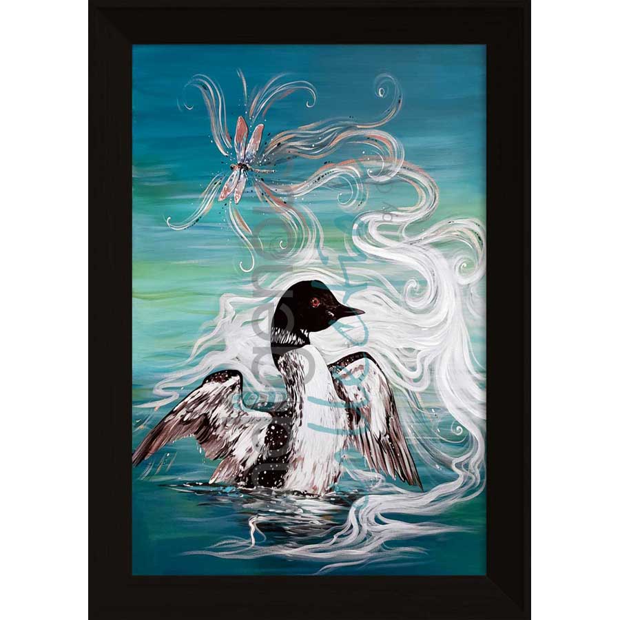 Loon with Dragonfly by artist Carla Joseph - Métis/Cree. Indigenous Collection