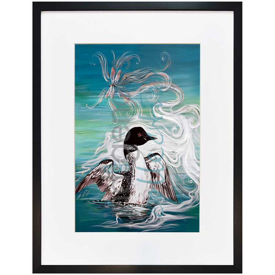 Loon with Dragonfly by artist Carla Joseph - Métis/Cree. Indigenous Collection