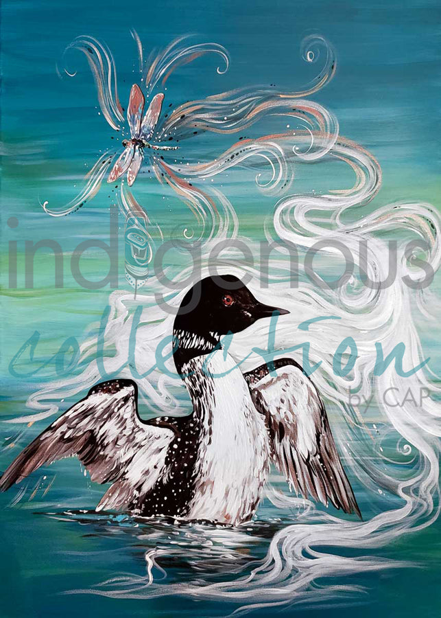 Loon with Dragonfly by artist Carla Joseph