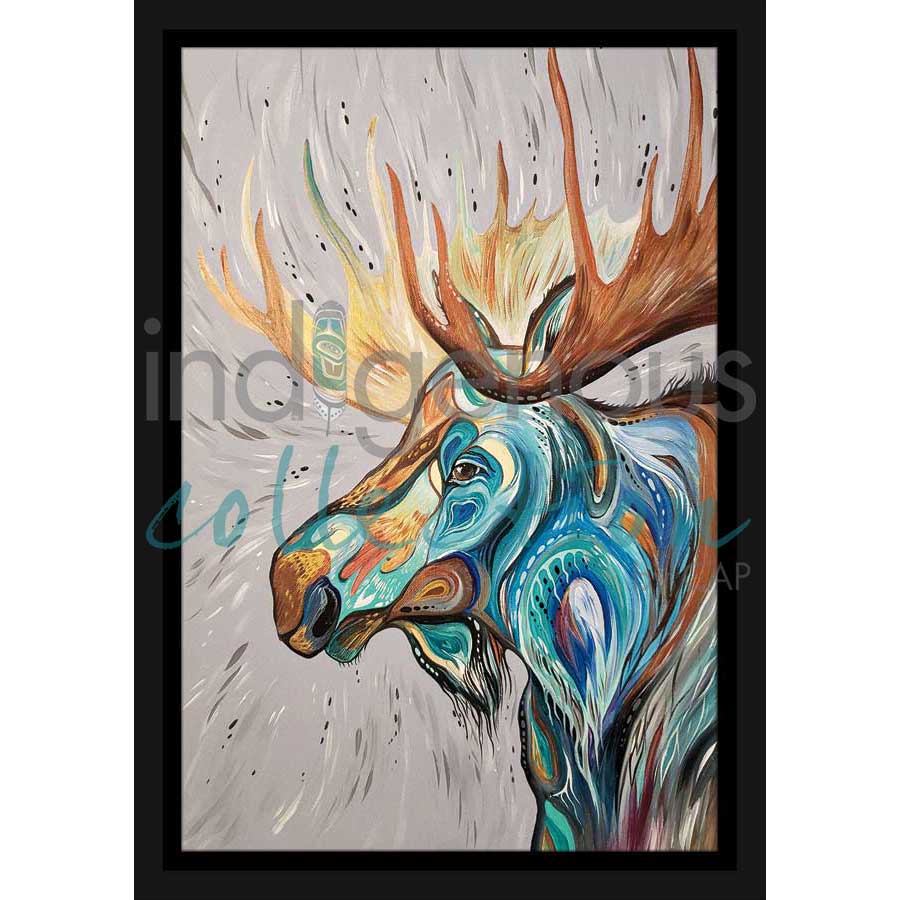 Cree Style Moose by artist Carla Joseph - Métis/Cree. Indigenous Collection