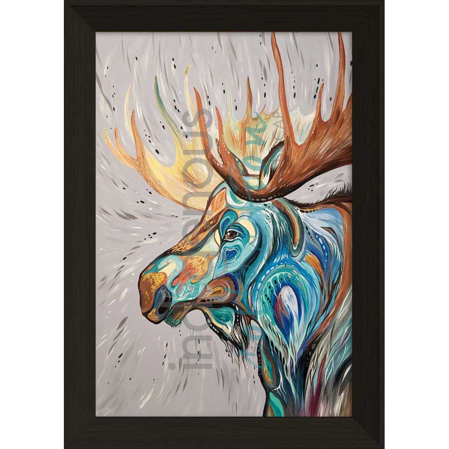 Cree Style Moose by artist Carla Joseph - Métis/Cree. Indigenous Collection