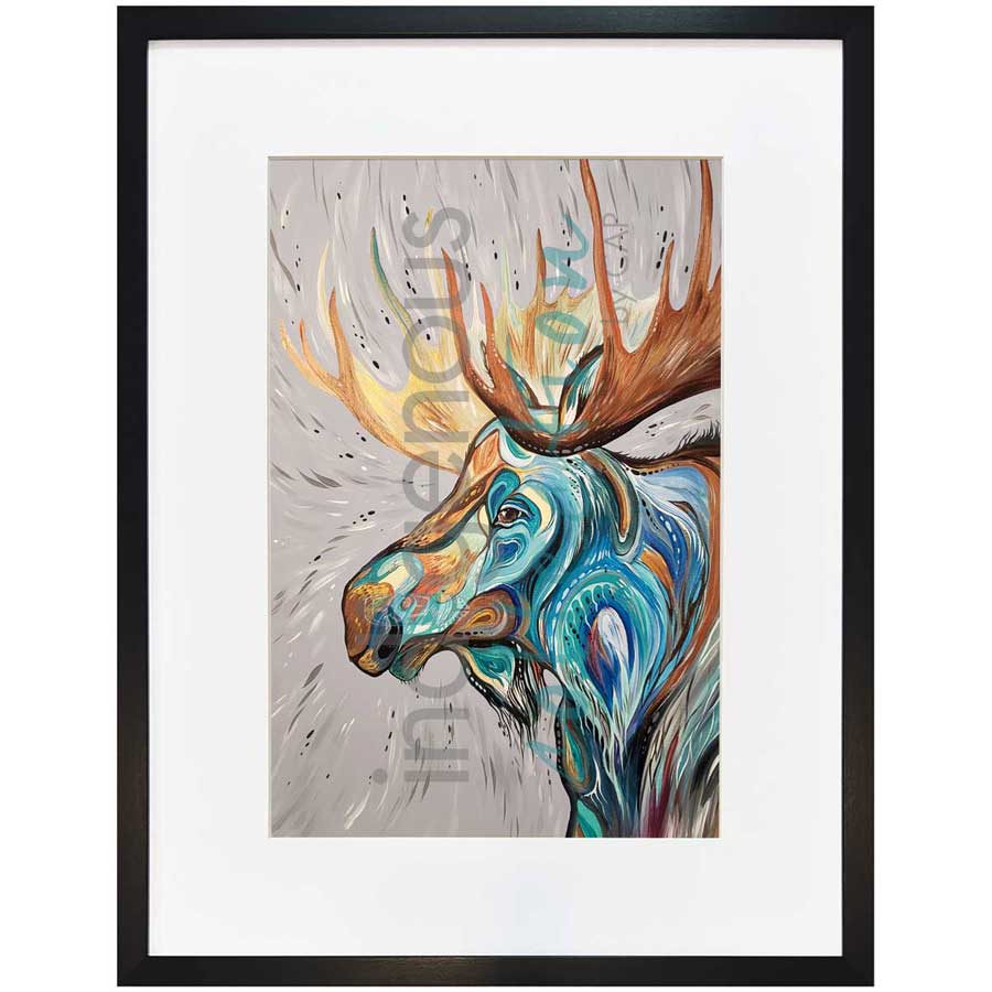 Cree Style Moose by artist Carla Joseph - Métis/Cree. Indigenous Collection