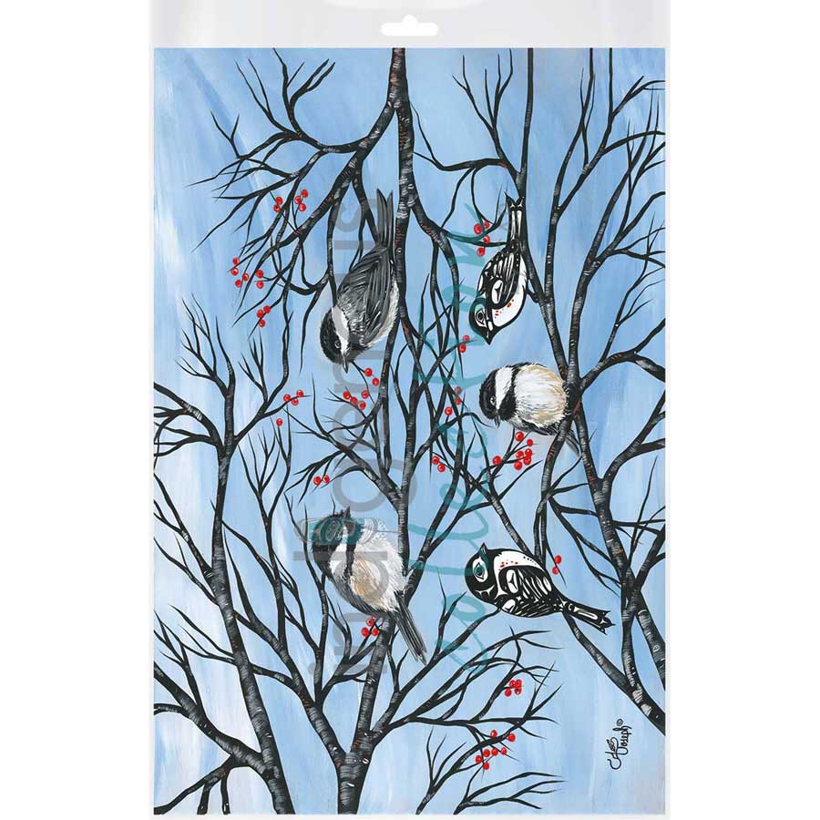 Chickadees by artist Carla Joseph - Métis/Cree. Indigenous Collection