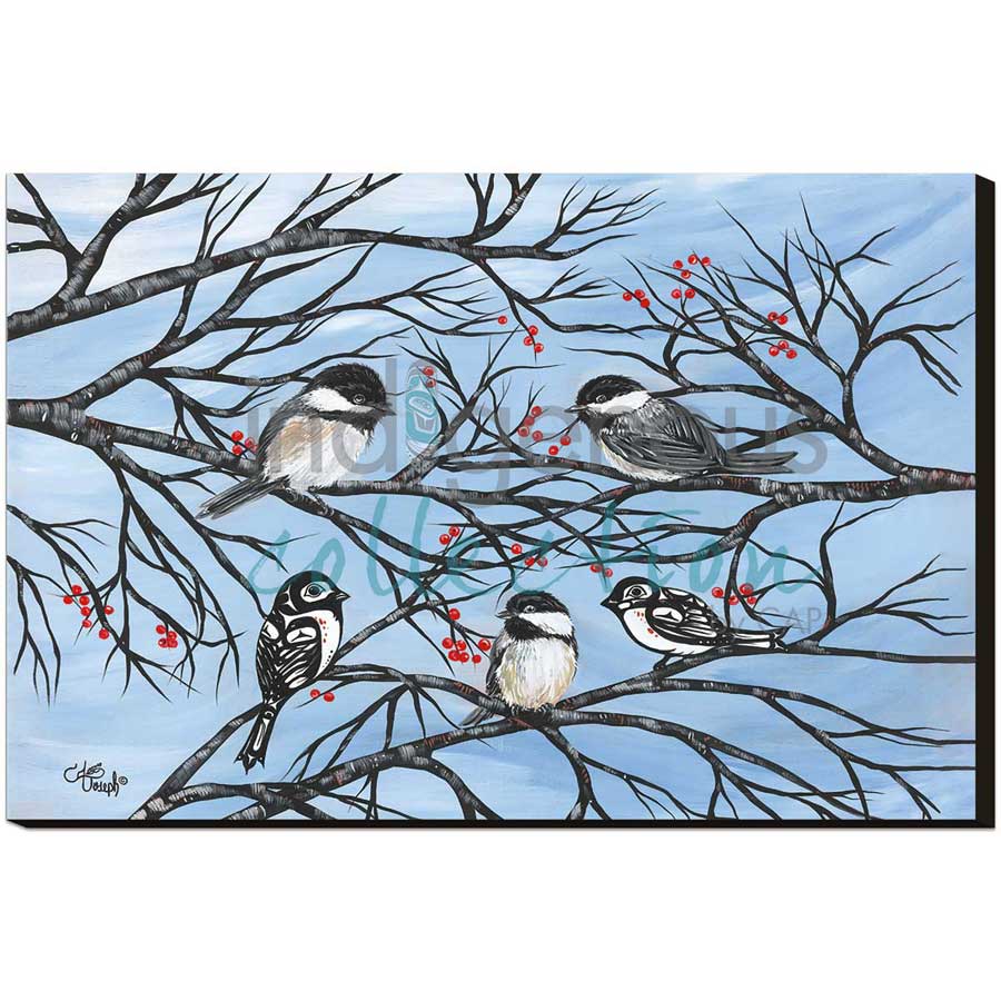 Chickadees by artist Carla Joseph - Métis/Cree. Indigenous Collection