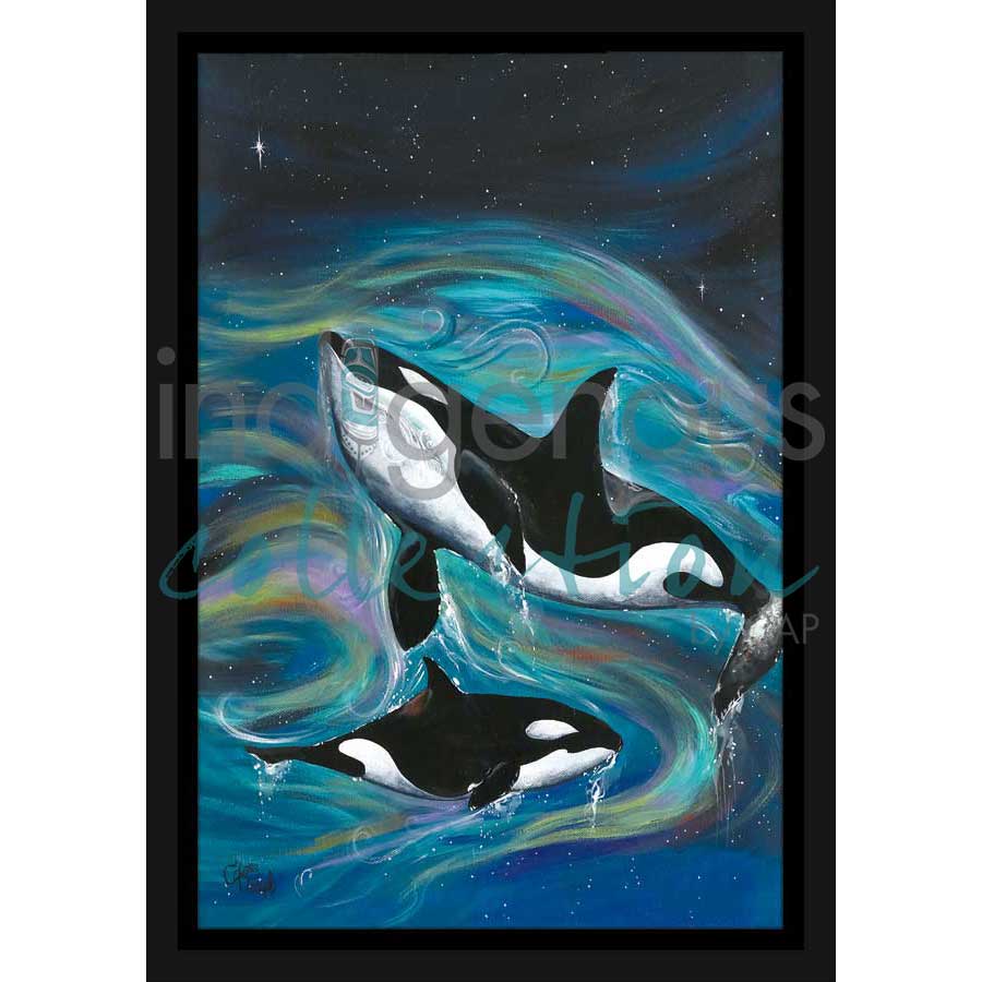 Killer Whales by artist Carla Joseph - Métis/Cree. Indigenous Collection