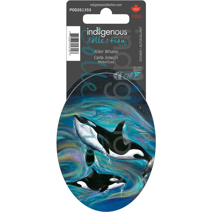 Killer Whales Sticker by artist Carla Joseph