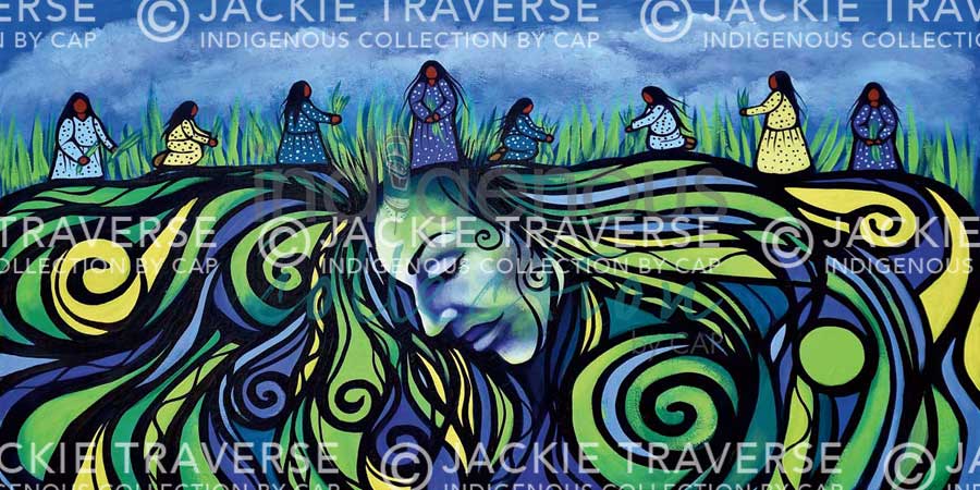 Harvesting the Hair of Mother Earth by artist Jackie Traverse