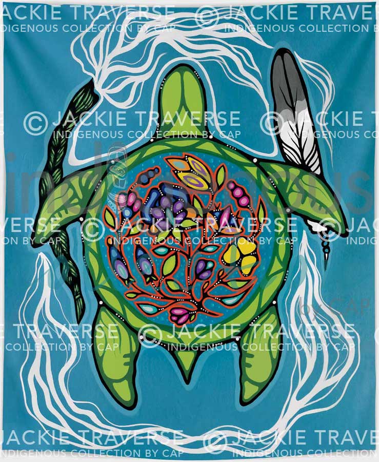 Prayers for Turtle Island Fleece Blanket by artist Jackie Traverse