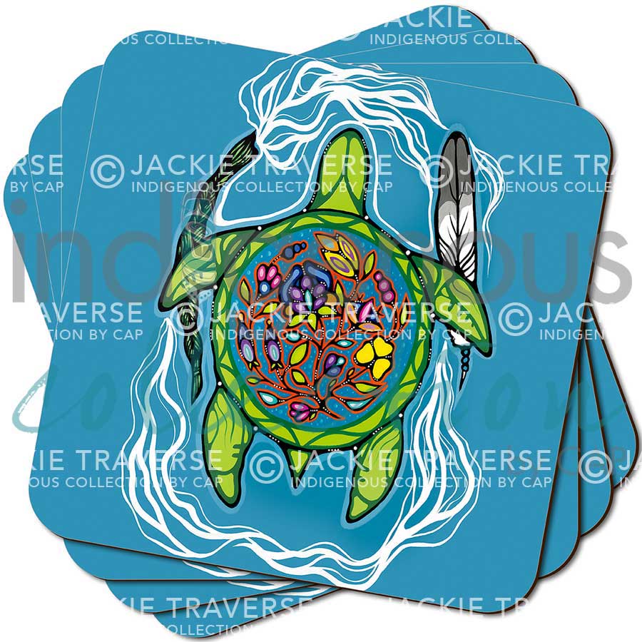 Prayers for Turtle Island Coaster by artist Jackie Traverse