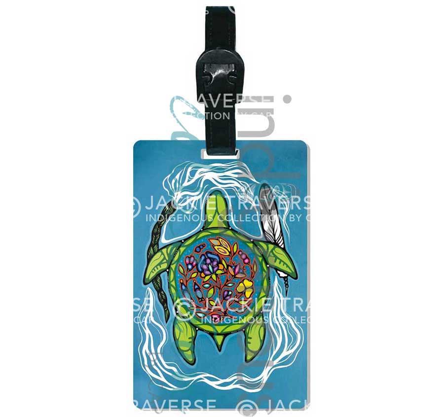 Prayers for Turtle Island Luggage Tag by artist Jackie Traverse