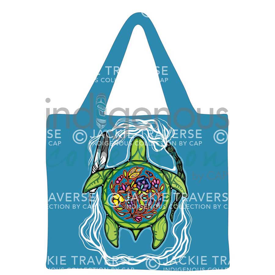 Prayers for Turtle Island Reusable Shopping Bag by artist Jackie Traverse