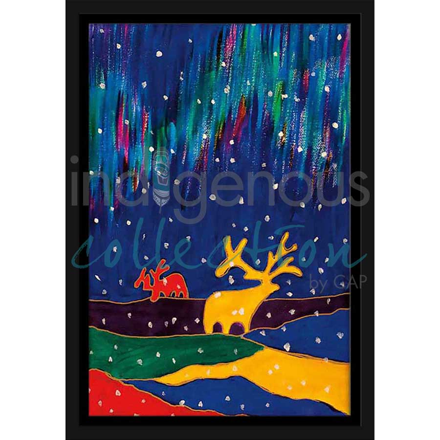 Aurora Caribou by artist Dawn Oman - Denesuline (Chipewyan). Indigenous Collection