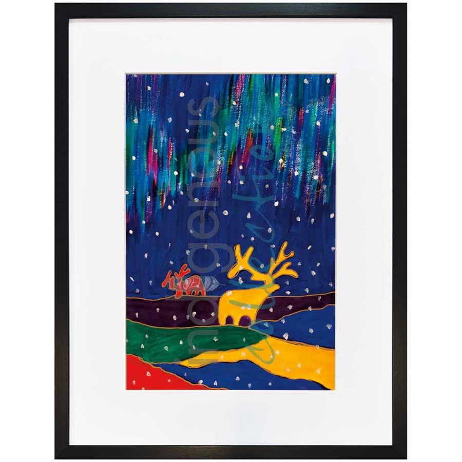 Aurora Caribou by artist Dawn Oman - Denesuline (Chipewyan). Indigenous Collection