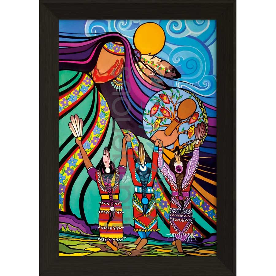 Dancing to Mother Earth's Drum by artist Pam Cailloux - Huron Heritage. Indigenous Collection