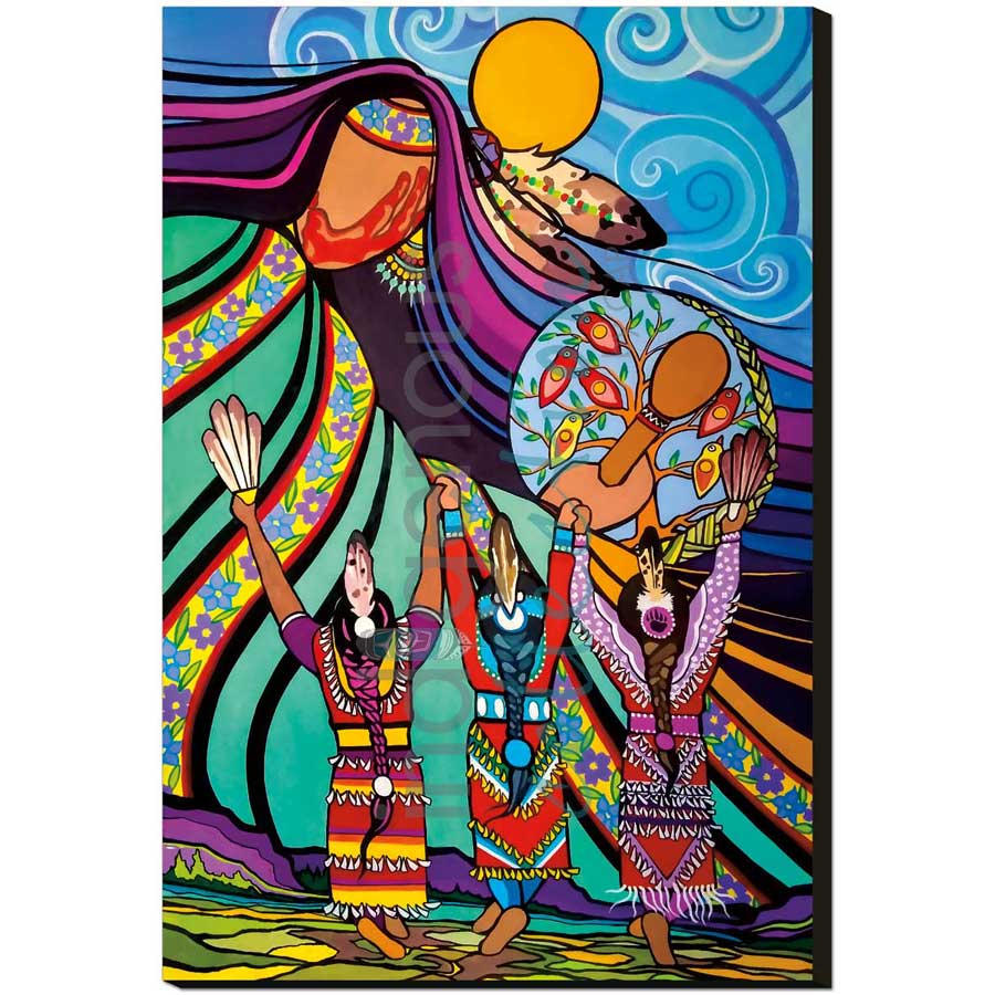 Dancing to Mother Earth's Drum by artist Pam Cailloux - Huron Heritage. Indigenous Collection