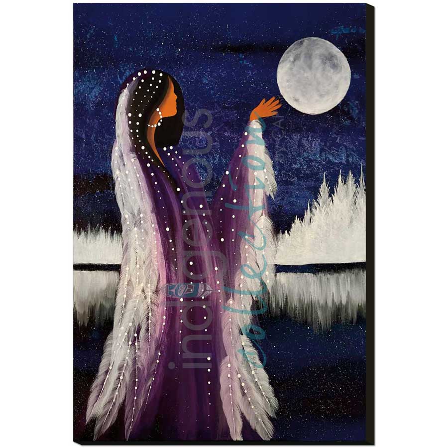 Winter Moon Rising by artist Betty Albert - Cree. Indigenous Collection