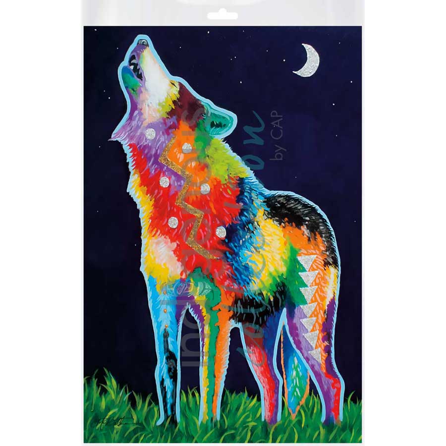 Howling at the Moon by artist John Balloue - Cherokee. Indigenous Collection