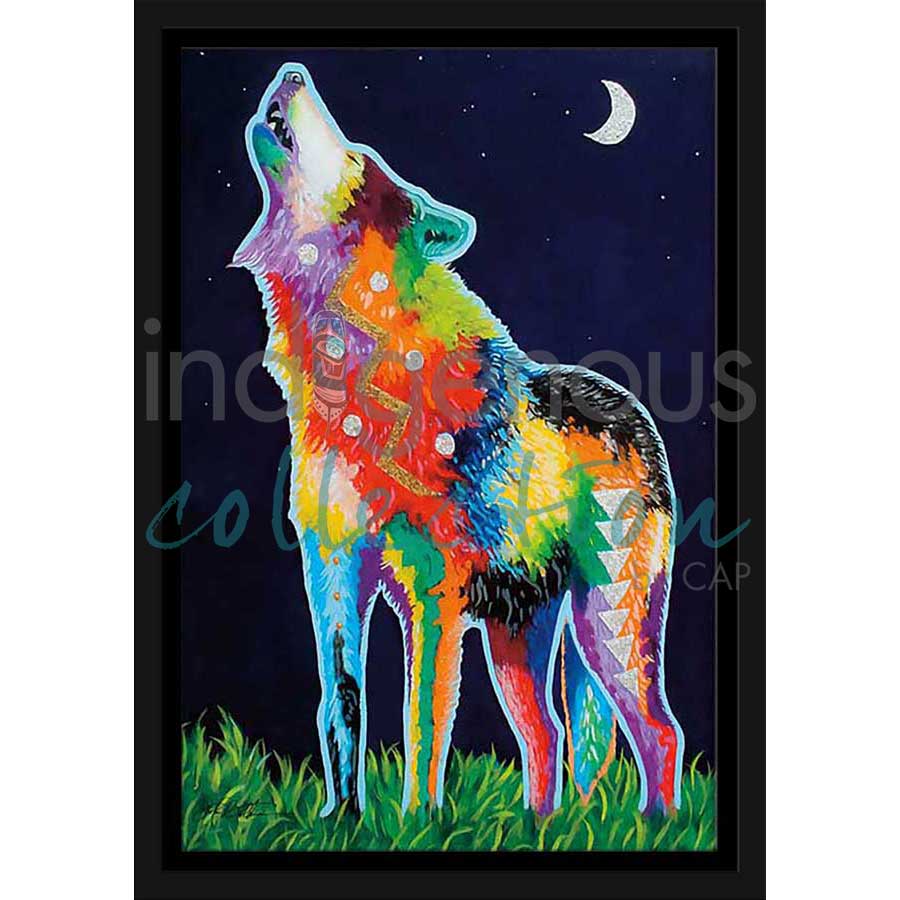 Howling at the Moon by artist John Balloue - Cherokee. Indigenous Collection