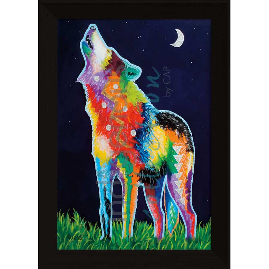 Howling at the Moon by artist John Balloue - Cherokee. Indigenous Collection
