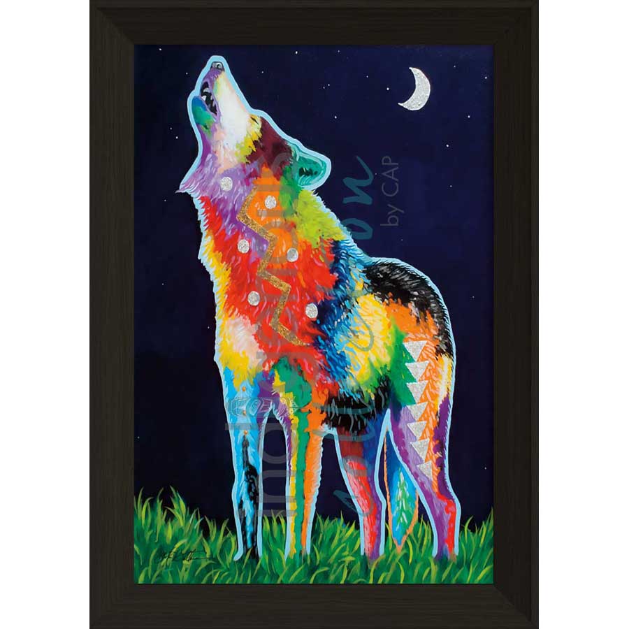 Howling at the Moon by artist John Balloue - Cherokee. Indigenous Collection