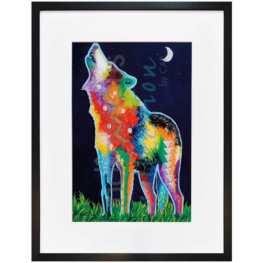 Howling at the Moon by artist John Balloue - Cherokee. Indigenous Collection