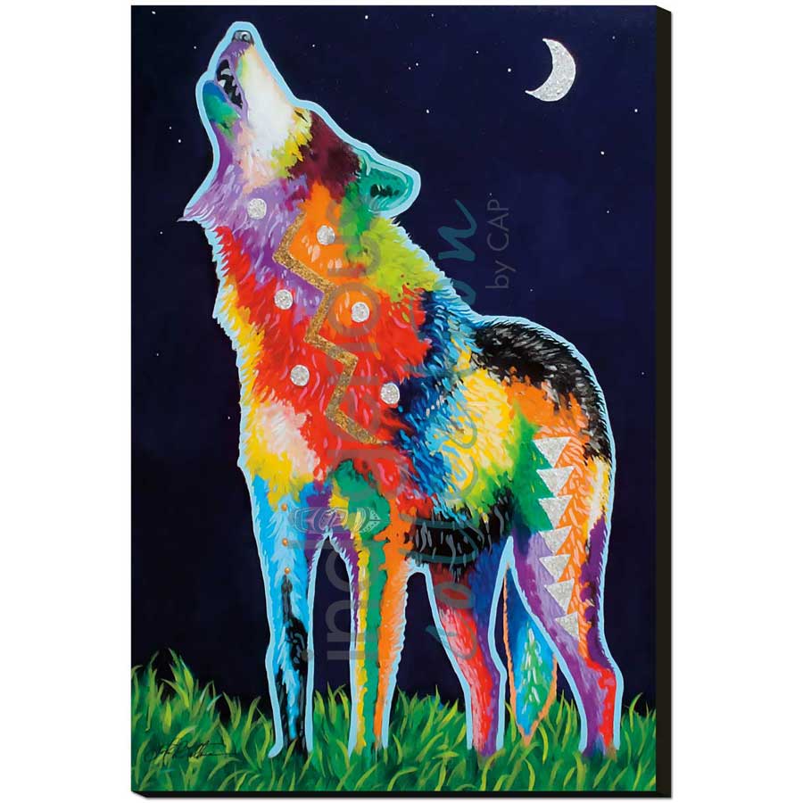 Howling at the Moon by artist John Balloue - Cherokee. Indigenous Collection