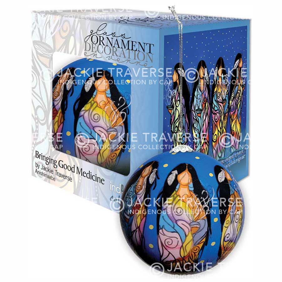 Bringing Good Medicine Glass Christmas Ornament by artistJackie Traverse