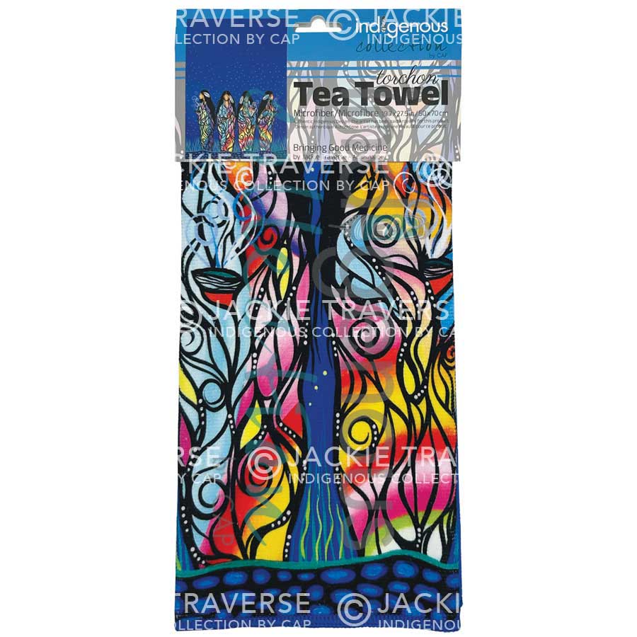 Bringing Good Medicine Tea Towel by artist Jackie Traverse